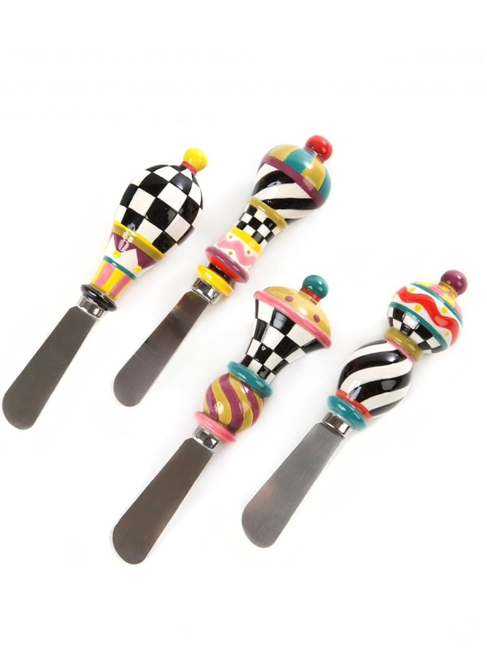 MACKENZIE-CHILDS Jubilee Canapé Knife Set, Stainless-Steel Charcuterie Knife Set